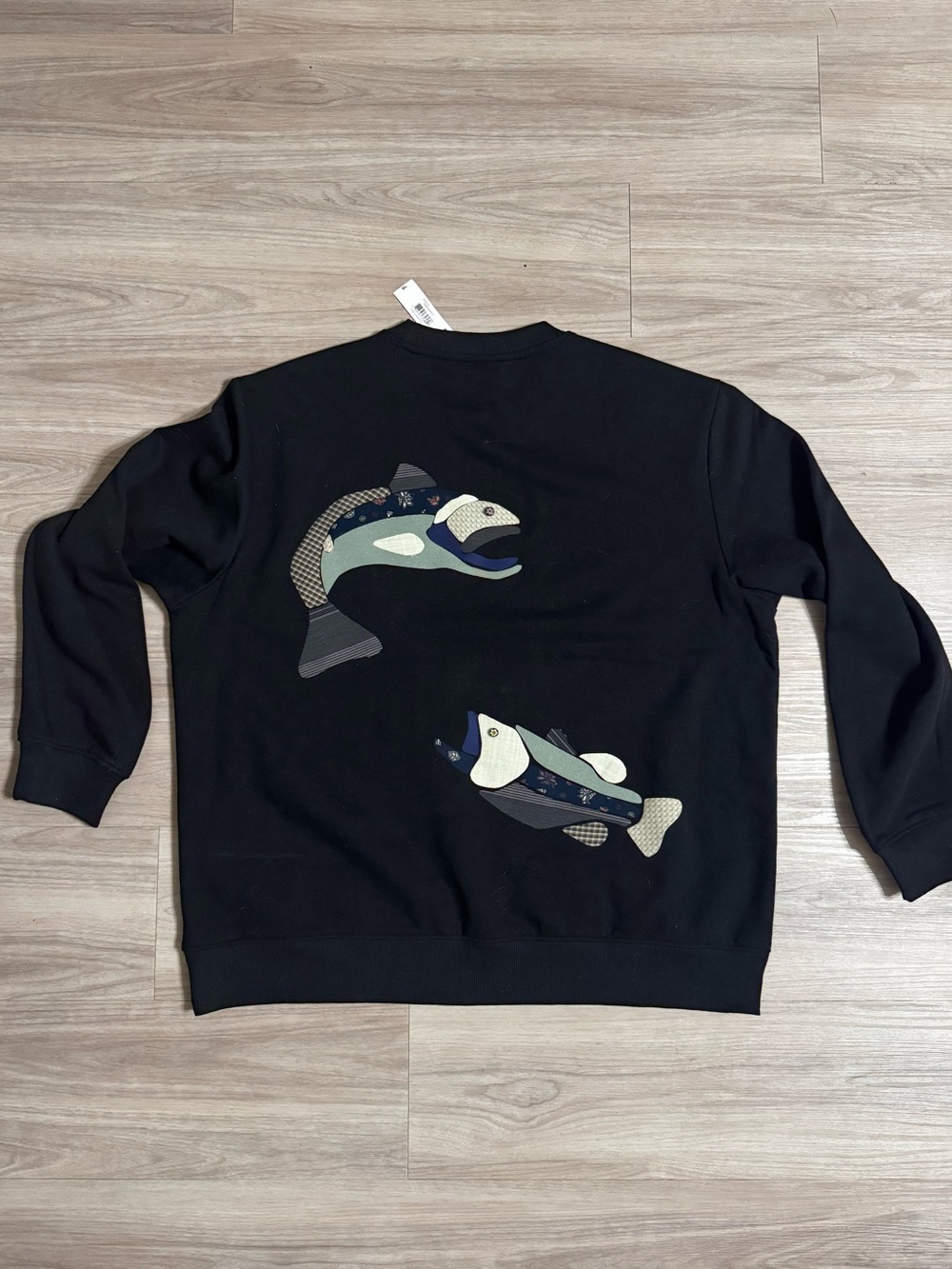 Men's Black Fish Graphic Crewneck Sweater